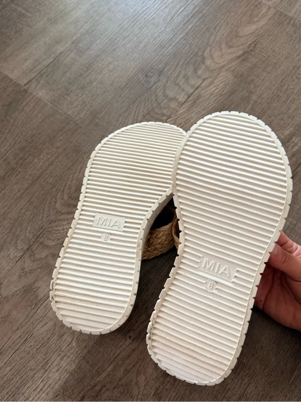 MIA Cream Braided Platform Slide Sandals